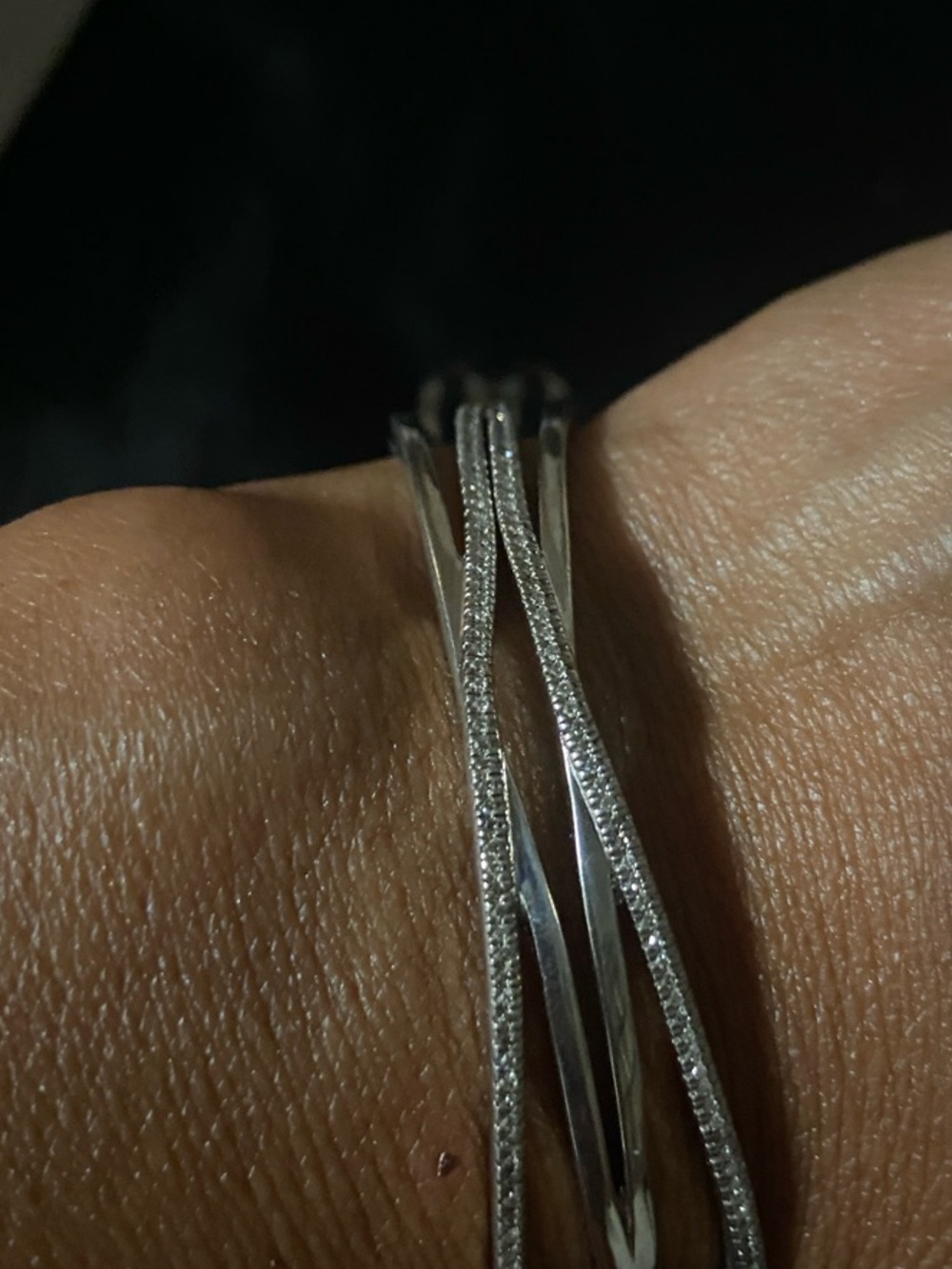 Sofia Vergara diamond Silver 925 Twisted Multi-Row Bracelet